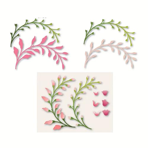 3pcs/Set Flower Leaf Branches Metal Die Cuts,Floral Leaves Frame Stencils DIY Crafts Cards Cutting Dies Cuts for DIY Embossing Card Making Photo Decorative Paper Dies Scrapbooking