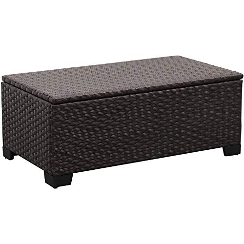 Rattaner Outdoor Storage Table Wicker Patio Coffee Table All-Weather Wicker Side Table With Waterproof Cover thumb #6