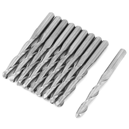 Image of 10PCS Carbide Single Flute Cutter End Mills, 2 Flute Spiral Router Bit, Milling Cutter Carving Tool for Wood CNC End Mill 3.175 x 22mm