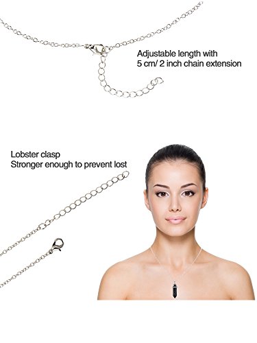 EBOOT womens 12 Pieces Hexagonal Chakra Crystal Bullet Shape Gemstone Pendant Necklaces Pointed Quartz Stone Chain Necklaces Artificial Stone with Storage Bag (Soft Color Set)3