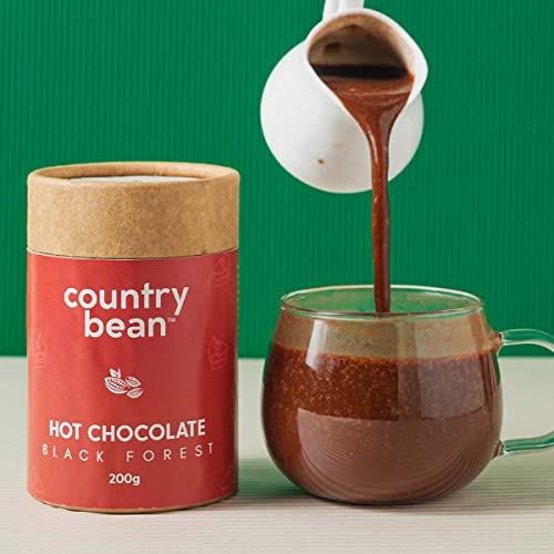 Image of Country Bean Black Forest Hot Chocolate, 60% less sugar, 200G, Enjoy Hot or Cold, Perfect Beverage For Monsoons