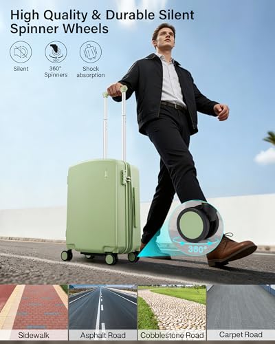 Image of Hanke 20 Inch Expandable Carry On Luggage, Hard Shell with Side Hook