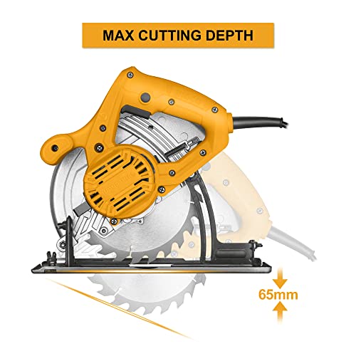 Image of INGCO Circular Saw, 1400W | 4800rpm Electric Saw, Adjustable Cutting Depth /Bevel Cutting Corded Saw with 185mm Blade for Home Decoration or Woodworking