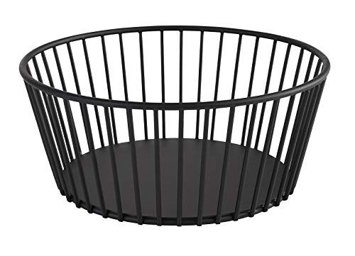 Foto von APS „Urban“ runder Metallgitter Korb, stabiler Gitterkorb, Ø 20 cm x H: 8,5 cm, Brotkorb, Obstkorb, Gemüsekorb, stapelbar, spülmaschinengeeignet, Schwarz