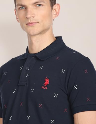 Image of U.S. Polo ASSN. Solid Slim Fit Polo T Shirts for Men - 100% Cotton, Half Sleeves Mens Tshirt