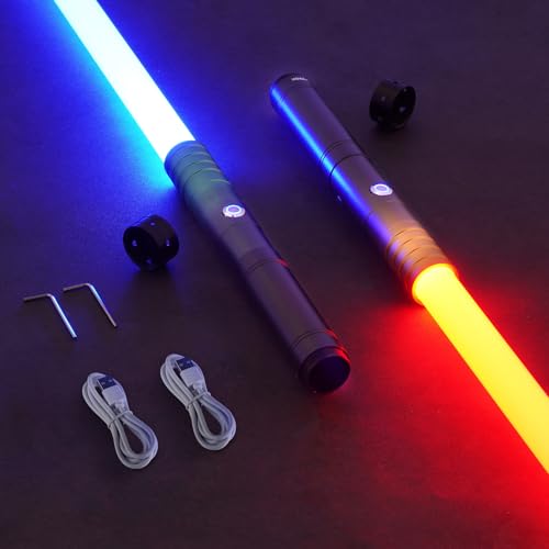 Image of VEVOR Light Sword, 2 Pack Light up Sword with 12 RGB Colors, 4 Sound Modes and Realistic Handle, Rechargeable Toy for Adults and Kids, Christmas Day, Halloween Cosplay, Birthday