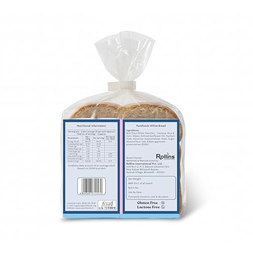 Image of PureFoods Gluten Free Bread White | Lactose Free, 250g | Made with Rice Flour, Allergen-Free, Light and Nutritious