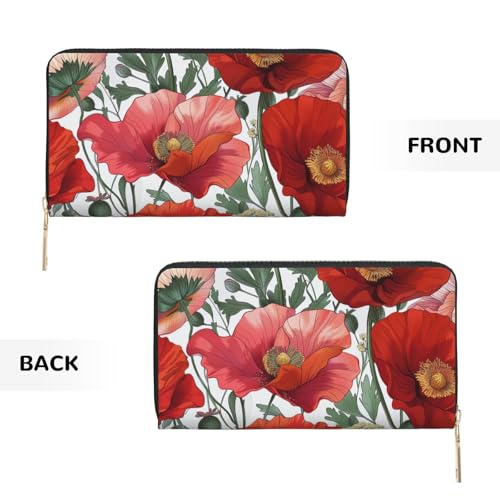 Poppy Flower Pattern Art Printed Long Wallet for Women Men Cute Coin Purse with Card Holder3