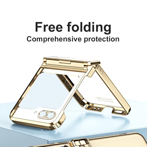 Coque Samsung Galaxy Z Flip 5 rigide transparente dorée antichoc - 2