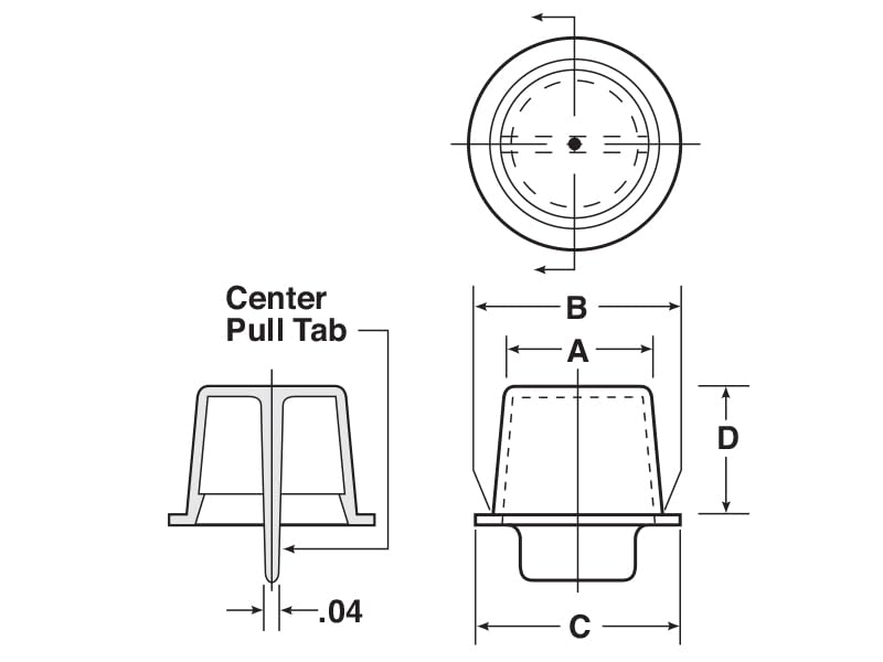 Image of Caplugs CPT-12L CPT Series - Plastic Center Pull-Tab Tapered Plug, 50 Pack, Red LD-PE, Flange OD 1.12 inch x Plug ID 0.973 inch, Hole Protection, Leak Prevention, Masking, Painting, Powder Coating (ZCPT12LQ1)