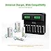 EBL LCD Rechargeable Battery Charger - 8 Bay AA AAA C D Battery Charger for Rechargeable Batteries Ni-MH AA AAA C D Batteries with 2A USB Port, Type C Input
