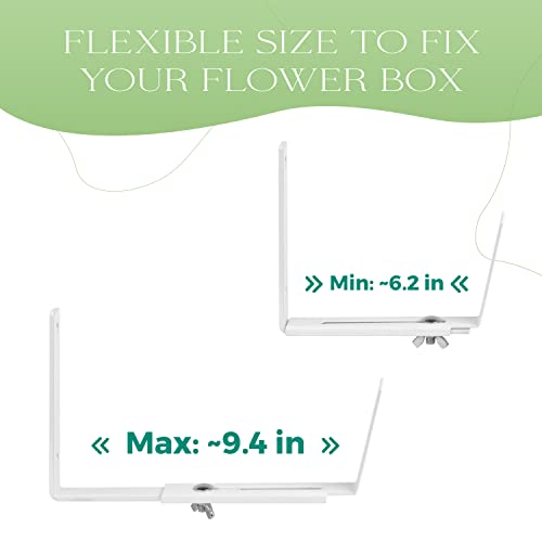 Keydola 4 Pack Adjustable Planter Box Bracket (6 To 9 Inches) Planter Bracket, Brackets For Window Boxes Planters, Planter Shelving With Adjustable Size The Width Of The Bottom Of The Planter Box #TOP2