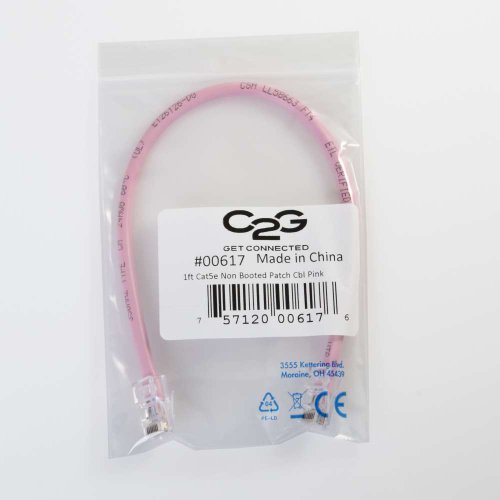 Image of C2G / Cables To Go 00950 Cat5e Cable - Non-Booted Unshielded Ethernet Network Patch Cable, Pink (6 Inches)