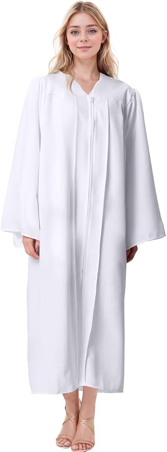 Adult Matte Choir Robe Black Graduation Gown Judge Robe Unisex | Polyester Matte Finish Hidden Zipper Front Closure Pleated Shoulders Machine Washable Ceremonial Gown for Graduation Court
