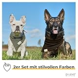 PiuPet® Hundehalstuch I 2er Set Hundehalstücher I Hundehalstuch große Hunde I Halstuch Hund I Stylisches Bandana große & kleine Hunde | Hundebekleidung & Zubehör I Schwarz/Grün | (S) 58x40x40cm