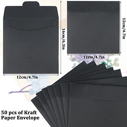 50 Pack Cd Sleeves Kraft Paper Dvd Envelopes, Black Blank Cd Paper Cardboard, Cd Kraft Paper Storage Holder Covers Packaging Sleeves - 4.7 X 4.7 Inch #TOP1