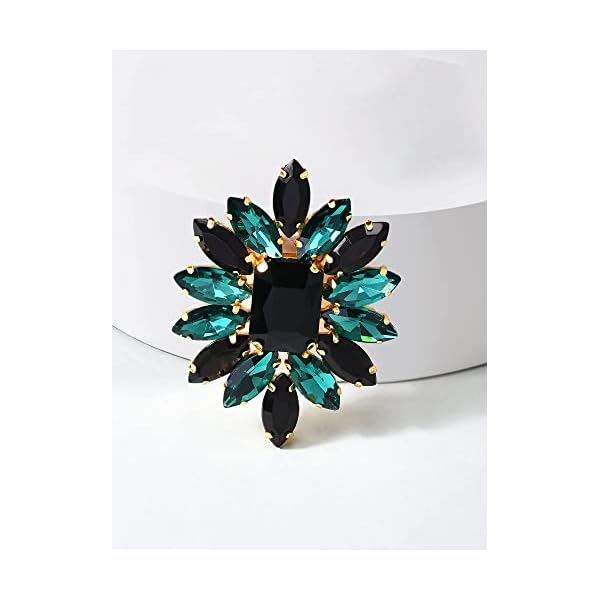 ZAVERI PEARLS Black & Green Crystal Shine Stones Party Bling Contemporary Adjustable Finger Ring For Women-ZPFK10011 - Image 4