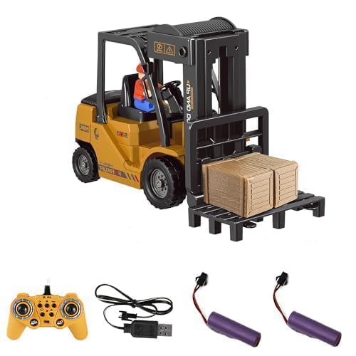 Carrello Elevatore Telecomandato 1:24 Per Bambini - Giocattolo RC Con Luci, Suoni E Spruzzo, Età Consigliata 3+ Anni