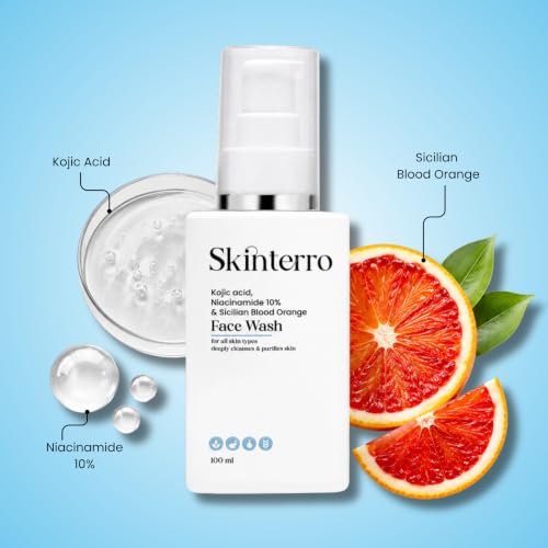 Image of Kojic Acid Face Wash with Niacinamide 10% & Sicilian Blood Orange, Deep Cleansing Facial Cleanser for Dirt, Oil & Impurities, Refreshing Daily Face Wash for All Skin Types, 100 ml