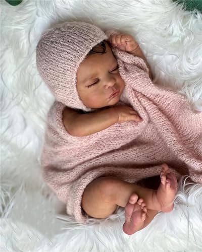Muñeca Reborn Negra Realista de 18 pulgadas con cuerpo de tela miniatura 3