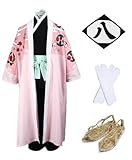 MANMICOS Anime Kyoraku Shunsui Cosplay-Kostüme in US-Größe, rosa Robe, Halloween-Partyanzug (Größe S)