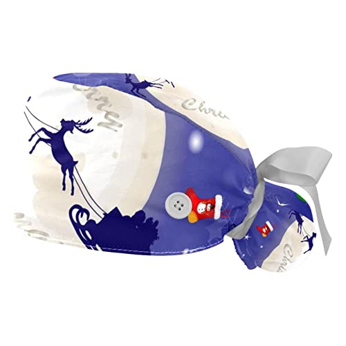 Chapeaux bouffants JDEZ motif lune de Noël et cerf pour hommes et femmes