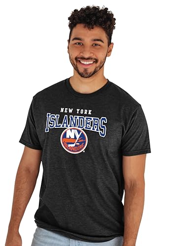 New York Islanders NHL Officially Licensed T-Shirt Heathered Black, Large
