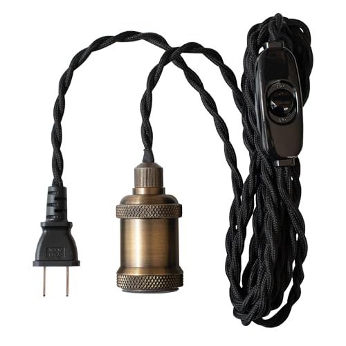 Ampoule ソケットライト コンセント式 E17 1灯 中間スイッチ付き ツイストコード ヴィンテージゴールド 電球別売 Rizatta リゼッタ