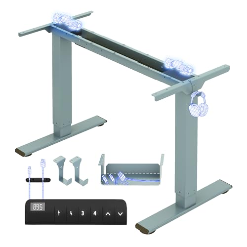 FLEXISPOT E1 Pro Escritorio Elevable Eléctrico de Doble Motor, Altura Ajustable con Memoria, Estructura de Acero Robusta 100 kg, Diseño Ergonómico y Estable para Oficina y Home Office, Azul