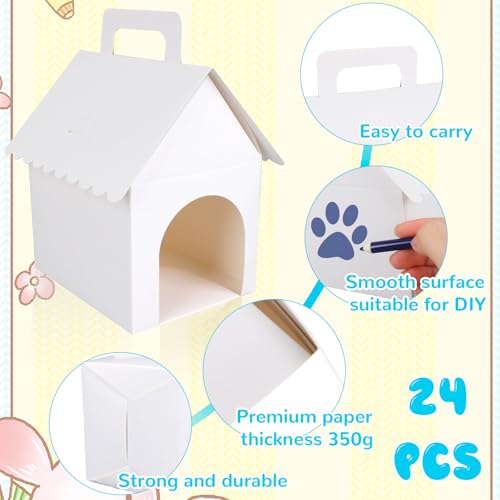 24 Stück Partygeschenkboxen Hunde, Weiße Faltbare Partygeschenkboxen zum Thema Adoptieren Welpen Geschenkartikel für Haustiere in Großen Mengen für Geburtstagsdekorationen