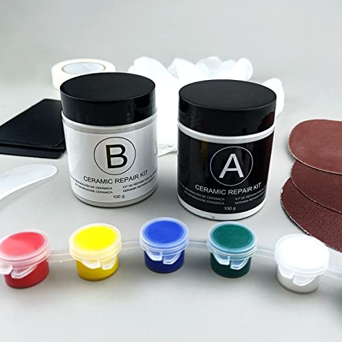 200g Bathtub Repair Kit, 20 PCS White Tub Tile Crack Refinishing Kit for Porcelain, Acrylic, Fiberglass, Stone, Ceramic Refinishing Kit for Repair Scratch, Holes, Cracks with Multiple Toning Paints