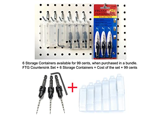 Ftg Usa Countersink Drill Bit Set 3 Pc #4 (7/64") Wood Countersink Drill Bit Same Size Set Countersink Tapered Countersink Bit, Quick Change Shank, 1 Hex Wrench, Woodworking Countersink Drill Bits #TOP1