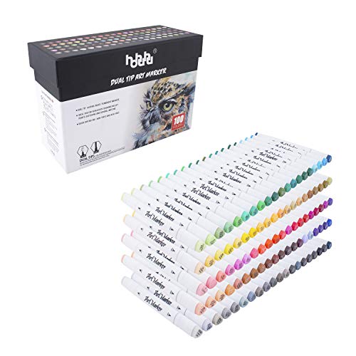 100 Farben Dual Spitzen Marker Stifte Kunst Marker Skizze Marker für Illustration Erwachsene MH-100W