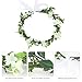 CURASA Bridal Flower Crown Women Green Leaf Garlands White Floral Wreath Headband Wedding Flower Girl Headpiece Halo Adjustable Ribbon Party Festivals Photo Props Decoration Hair Styling Accessory