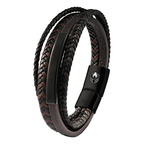 Mens Leather Bracelet Handmade Braided Leather Bracelets for Men with Magnetic Stainless Steel Clasp and Exclusive Bracelet Jewellery Box for Mens Gifts Idea Cover