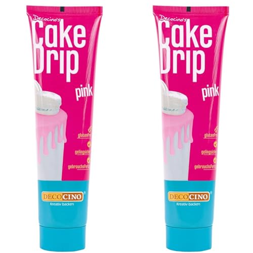 DECOCINO Cake Drip Pink (90g) – fantastischer Geschmack – direkt gebrauchsfertig – Backdeko für Torten, Kuchen, Muffins, Cupcakes, Cake Melts, Cake Melts (Packung mit 2)