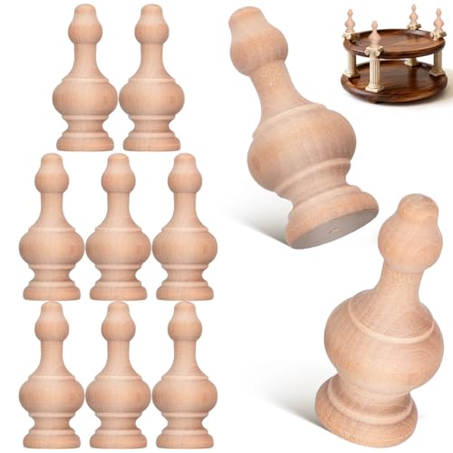Image of balacoo 10Pcs Unfinished Wood Finials for Crafting Roman Column Baluster Spindles 2.55 X 1.06 X 1.06 in Wood Spindles for Crafts DIY Furniture and Woodworking Decoration