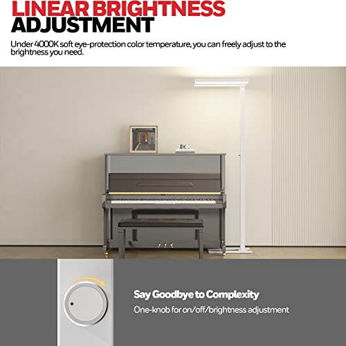 Image of Honeywell LED Floor Lamp Modern - 02E Pro Sunturalux Eye Caring Standing Light, 10400LM Dimmable Reading Tall Lampara for Home Office Living Room Bedroom,100W,4000K Natural Daylight