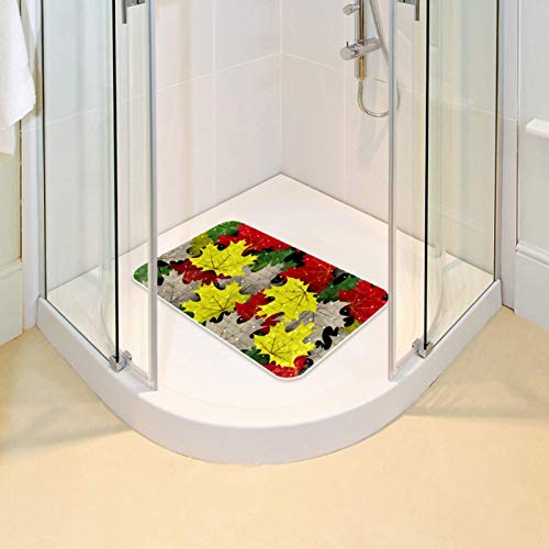 Tapis de douche antidérapant doux 37 x 68 cm motif feuilles d'érable - 7