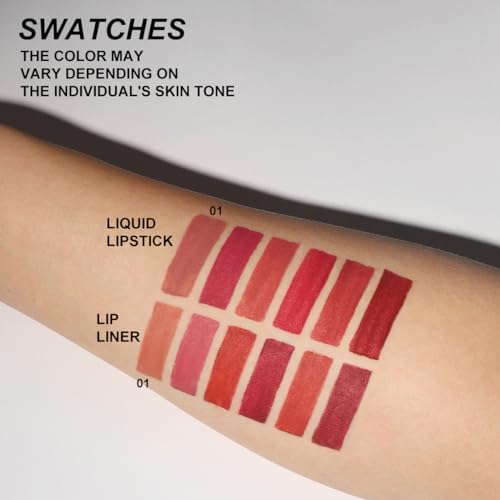 6 Colors Matte Lipstick & Lip liner Combo Set, Matte