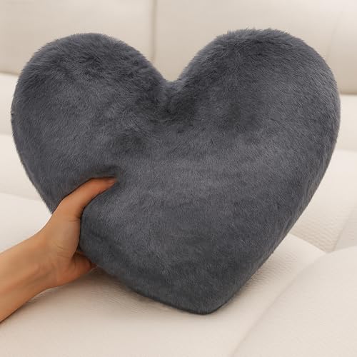 Brandsseller Herz-Kissen aus Plüsch 40x30 cm – Kuscheliges Dekokissen, Romantisches Geschenk zum Geburtstag, Valentinstag oder Muttertag – Weiches Zierkissen für Sofa, Bett und Reisen - Schwarz