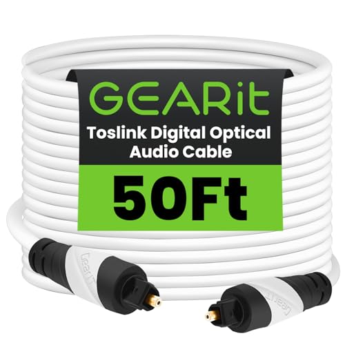 GearIT Pro Series TOSLINK Digital Optical Audio Cable 50ft White