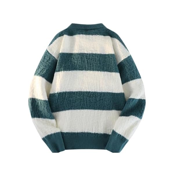 JSEIAJB Autumn and Winter Loose Crew Neck Clothes Men's Trendy Thick Knit Coat Striped Sweater Men's - Image 3