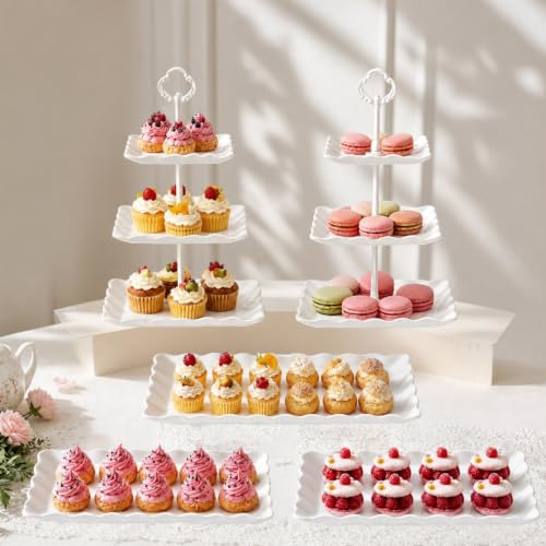 Image of LLHONG Cake Stand Set, 2-Tier & 3-Tier Cupcake Stands & Appetizer Trays