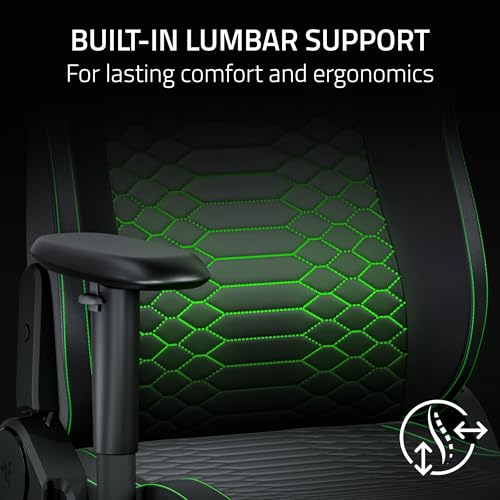 Image of Razer Iskur V2 X NewGen Ergonomic Gaming Chair - Built-in Lumbar Support, Cooltouch Gen-2 EPU Leather, Ultra-Wide Seat Base, Adjustable 152 Degree Recline, Foam Cushions - Black /Green