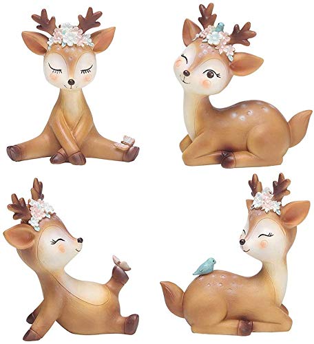 XLKJ Cute Fawn Figurines Miniature Deer Ornaments Toy Fawn Fun Decor, Multicolor - Image 2
