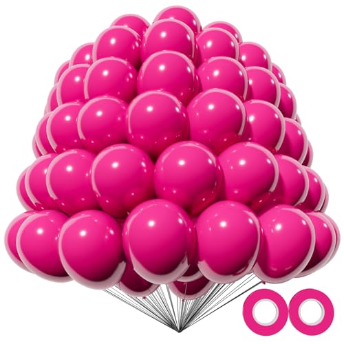 Image of 200pcs Hot Pink Balloons 5 Inch, Small Mini Latex Balloons for Party Birthday Baby Shower Anniversary Festival Arch Garland Decoration