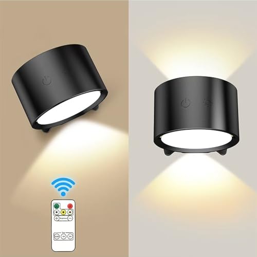 Lámpara de pared inalámbrica sin taladro con brillo suave regulable y carga USB 4