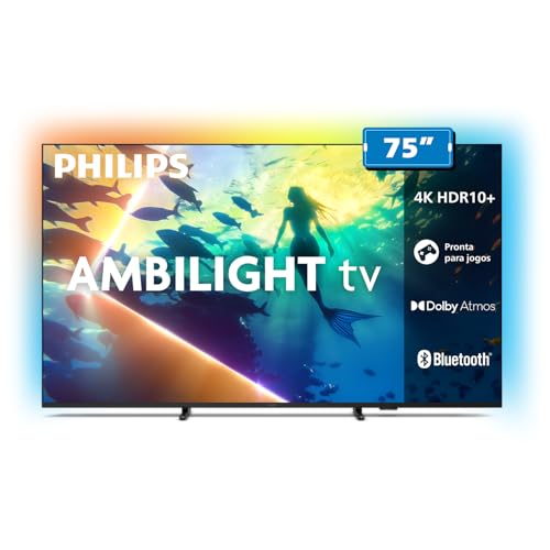 PHILIPS, Smart TV Ambilight 75' 4K, 75PUG8100/78, Comando de Voz, HDR10+/Dolby Atmos, VRR/ALLM, Bluetooth
