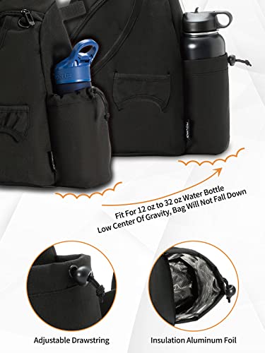 MOYAQI Disc Golf Bag with Retriever Holder and Storage Pockets, Disc Golf Backpack with 8-10 Disc Capacity, Padded Adjustable Strap and Back Panel, Lightweight and Durable (Black)